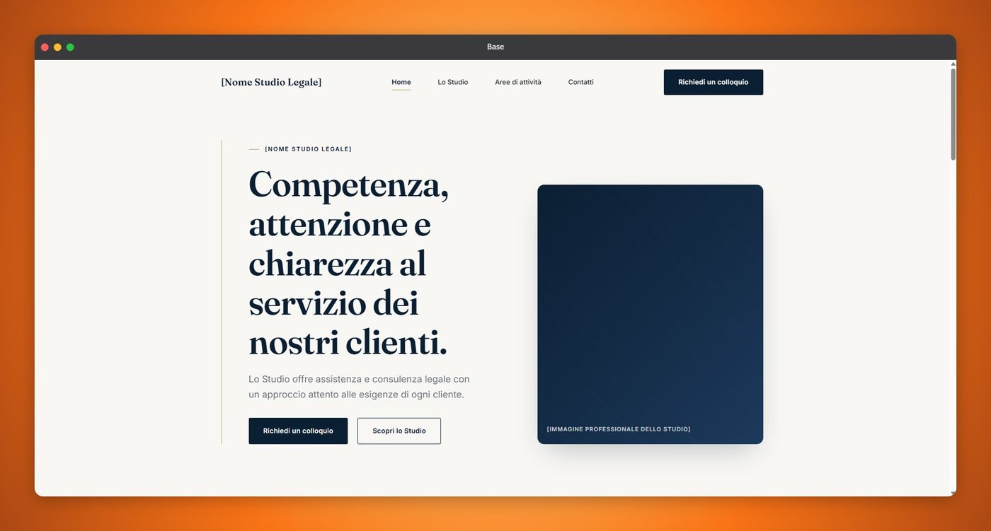 Anteprima del modello Base — homepage del sito per studi legali
