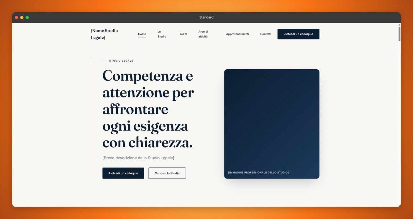 Anteprima del modello Standard — homepage del sito per studi legali